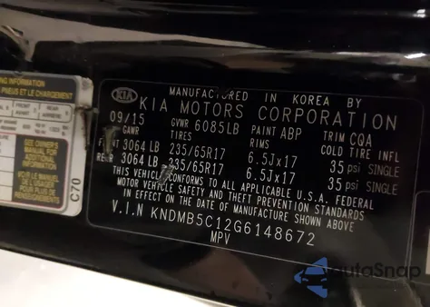 2016 Kia Sedona Lx z USA, uszkodzony, nr VIN KNDMB5C12G6148672